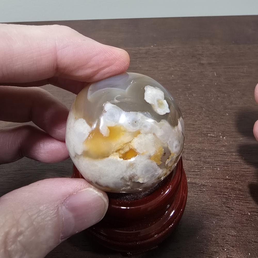 Cherry Blossom Agate Crystal Sphere 42 mm